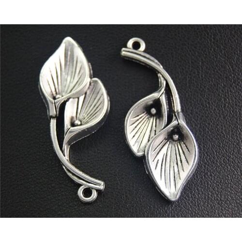 5pcs Silver Color Calla Lily Charm Handmade Charms Pendants Jewelry Findings 36x14mm A2060