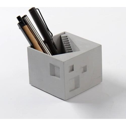 Handmade Silicone Concrete Molds Square Desk Pen Holder Cement Mouls Room Decorative Tool