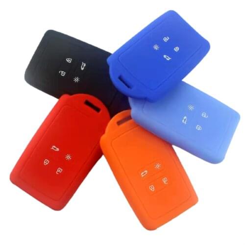 Silicone Rubber Car Key Case Cover for Renault KOLEOS Kadjar Arkana 2017 for Samsung QM5 4 Button Card Smart Key Shell Set