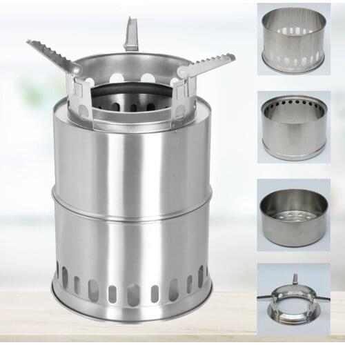 Folding Camping Stove Lightweight Simple Bonfire Pit Wooden Stainless Steel Stove