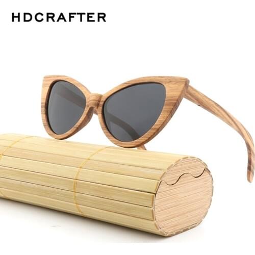 Women Cat Eye Sunglasses Wood Polarized Sun Glasses Vintage Sunglass for Women