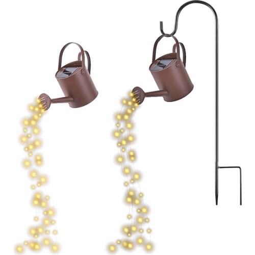 Outdoor Iron Solar Watering Can Ornament Lamp Garden Art Light LED Lights String Solarlamps Garden Park Lawn Lighting Decor