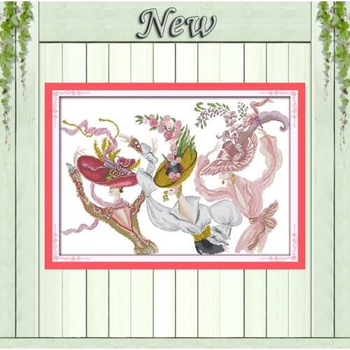 The dance of hat beauty decor painting counted print on canvas DMC 11CT14CT Chinese Cross Stitch kits embroidery needlework Sets