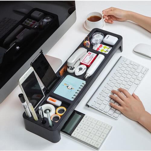 Plastic Office Table Organizer Desk Keyboard Rack Stationery Storage Holder Computer Home Office Desktop Storage Shlelf