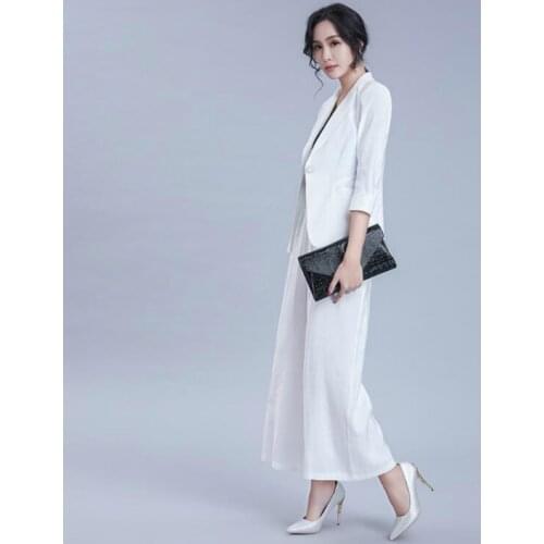 Cheaper Women Formal Sets Work Uniform Mother of the Bride Pant Suits Women Business Suits Tuxedo Blazer For Wedding(Jacket+Pan