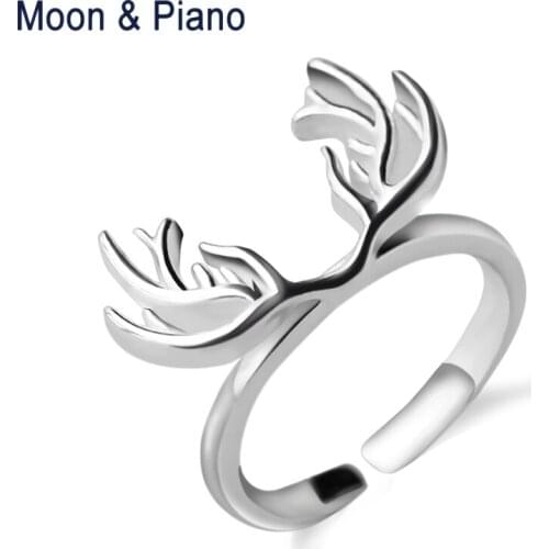 925 Sterling Silver Antler Ring Deer Open Rings for Women for Love Fine Jewelry Christmas Gifts New Arrival Free Shipping