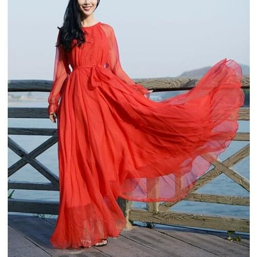 Women Elegant Flowy Chiffon High Quality Maxi Boho Dress New Beach Loose Evening Party Bridesmaid PLus Size Oversized Dresses