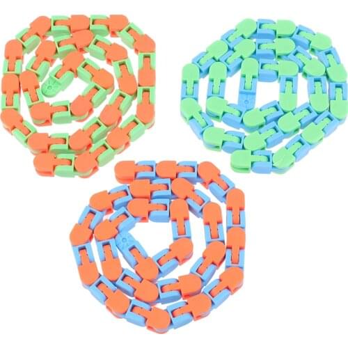 1pc Multicolor Wacky Tracks Snap and Click Fidget Toys Kids Autism Snake Puzzles Classic Sensory Toy