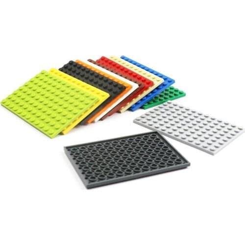 10pcs Citi Building Blocks Plate 8 X 12 Dots MOC WW2 Bricks DIY Robots Accessory Parts Kids Technical Aids Building Blocks Toys