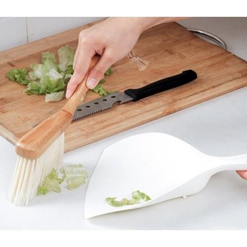 2 Set Bamboo Handle Mini Brooms Shovel Set Plastic Cleaning Brush Small Broom Dust Shovel