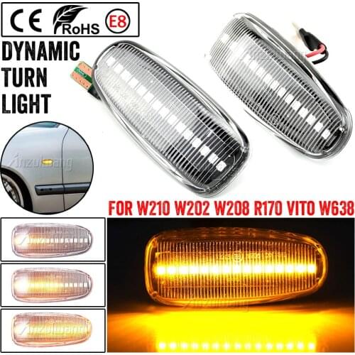 2Pcs Car Side Marker Turn Signal Dynamic LED Lights For Benz W901 W414 Vito W638 W208 C208 A208 SLK 230 CLK 55 AMG CLK 500 W210