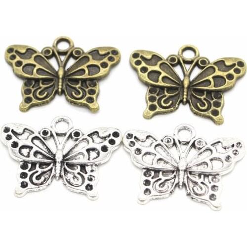 New 30pcs Fashion gifts vintage butterfly alloy charms DIY making bracelet necklace jewelry accessories Animal Pendant series