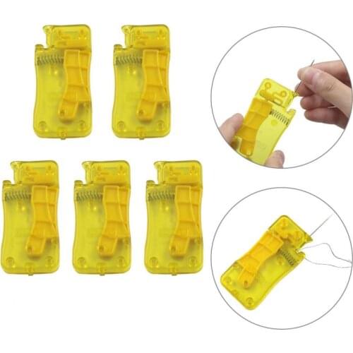 5 Pcs Yellow Large Needle Threader Hand-pressed Needle Threader Needle Recognition Device Sewing Tools Household Merchandises
