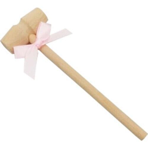 5pcs Mini Wooden Hammer for Cake Knocking with Bowknot Cracked crab kids toys Cake decoration supplies Diy