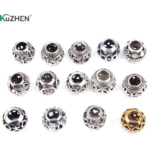 5PCS Retro Alloy viking Hollow Round Hair Braid Dread Beard dreadlock beads rings tube for hair Accessories hole size 4.5mm