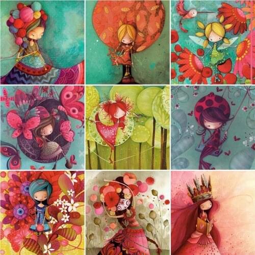 5D DIY Diamond Painting Flower Fairy Cute Square/Round Inlaid Rhinestone Mosaic Cross Stitch Home Decoration Painting
