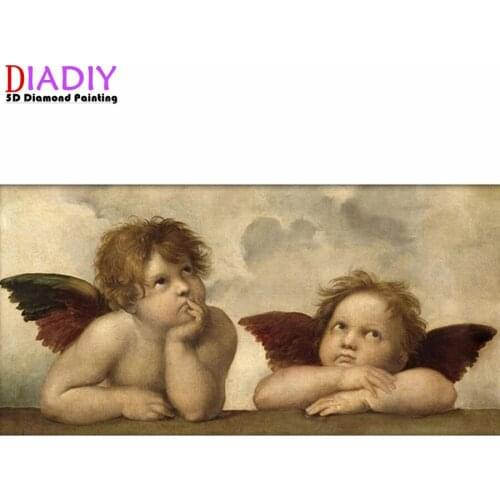 5d diy diamond Painting Thinking cute angel Full Drill diamond embroidery Cross Stitch Mosaic Craft Kit home Decor church Gift