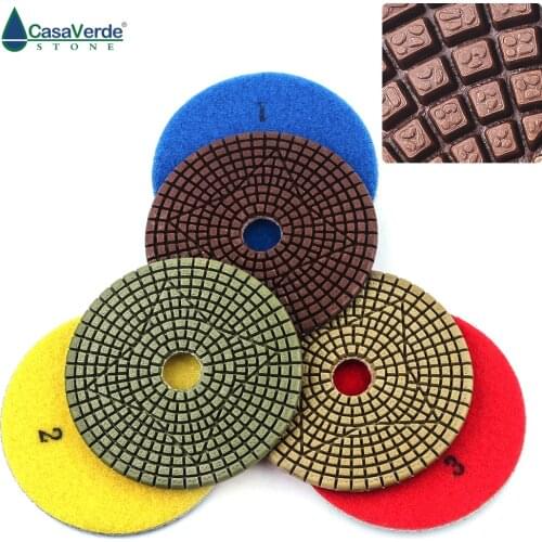 Free shipping DC-RW3PP02 4 inch 100mm premium quality wet use of 3 step diamond polishing pads for marble and granite