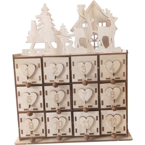 Christmas Wooden Advent Calendar - Christmas Storage Box - Natural Wood Box