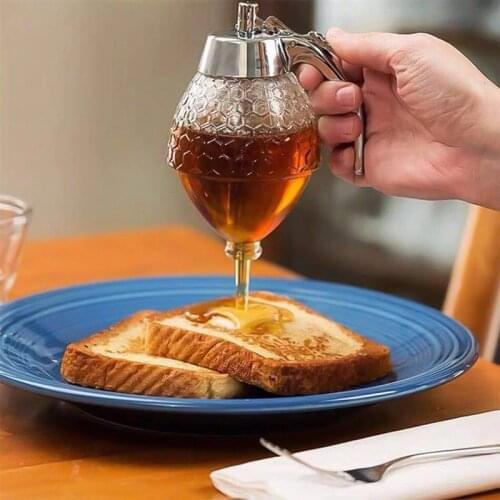 Honey Juice Syrup Dispenser Squeeze Bottle Honey Jar Container Kettle Bee Drip Juice Syrup Cup Dispenser Storage Pot + Trigger