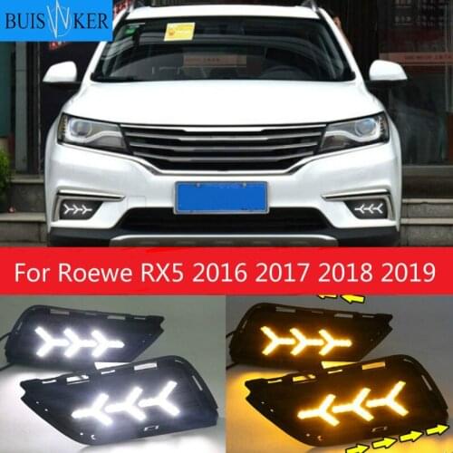 For Roewe RX5 2016 2017 2018 2019 Led Daytime Running Lights DRL Fog Lamp with Yellow Turn Signal Lamp