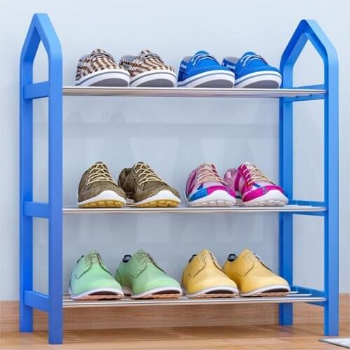 Home Minimalism 3 Tiers Storage Shoe Cabinet Reinforcement Bearing Metal Tube ABS Shoe Rack Doorway Small Shoe Organizer Shoebox