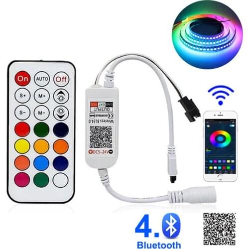 WS2811 WS2812B Bluetooth Controller 21key Remote IR Wireless 3pin SM JST Smart APP Control For Addressable Led Strip DC5-24V