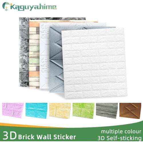 Kaguyahime 3D Self-Adhesive Brick Wall Stickers DIY Waterproof Decoration Wallpaper Wall Brick Sticker Kids Room Bedroom Kitchen
