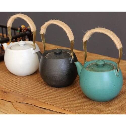 Japanese Style Ceramic Retro Teapot With Handle Office Kung Fu Kettle Household Tea Set Coarse Pottery Portable Tea Pot Teaware