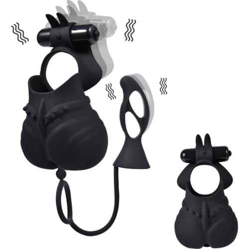 Penis Cage Scrotum Bondage Vibrators with Vibratiing Ring On Penis Testicular Stimulator Chastity Device Adult Sex Toys For Men