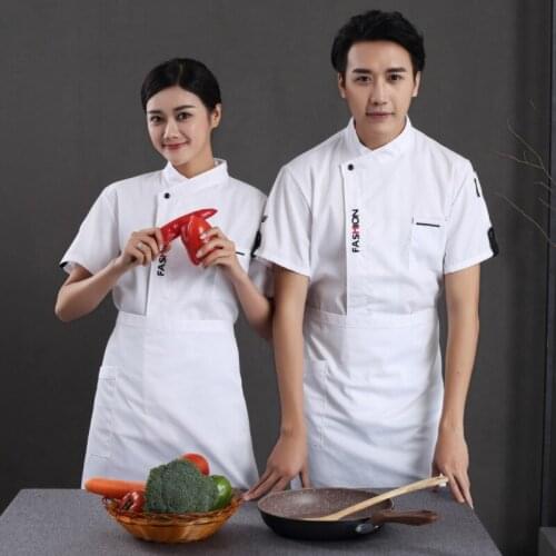 Wholesale Breathable Overalls Restaurant Hotel Chef Service Summer Short Sleeve Cooking Clothes High Quality Chef Uniforms