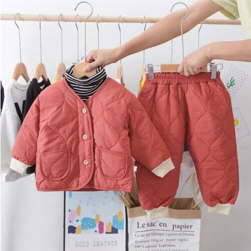 Boy Girls Clothing Sets Winter Thick Warm Outfits Children 2 PCS Suits Top and Pants Casual Long Sleeve Autumn Kids Clothes