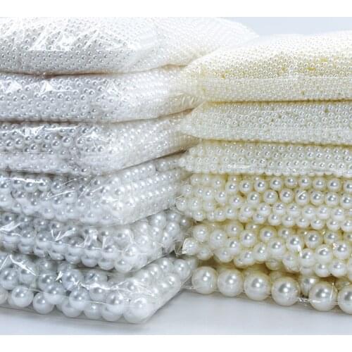 Round Pearl 3-20mm White Ivory Nonporous ABS Imitation Pearls Beads Making Jewelry Diy Beads Jewelry Handmade Necklace
