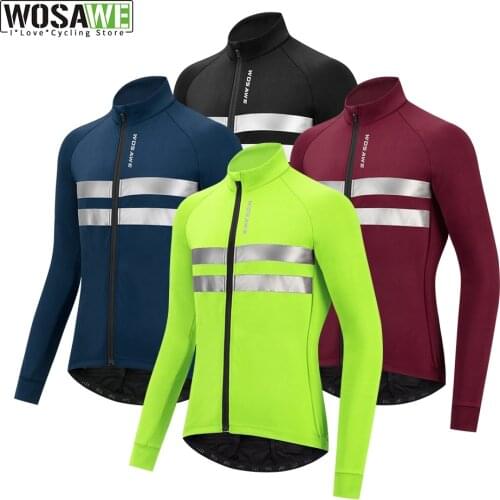 WOSAWE Thermal MTB Road Cycling Jacket Winter Night Reflective Warm Bicycle Clothing Windproof Waterproof Men Coat Bike Jersey