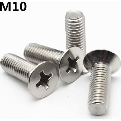 M10 GB819 Flat Head Cross Countersunk Head Screw 304 Stainless Steel Phillips Machine Screws