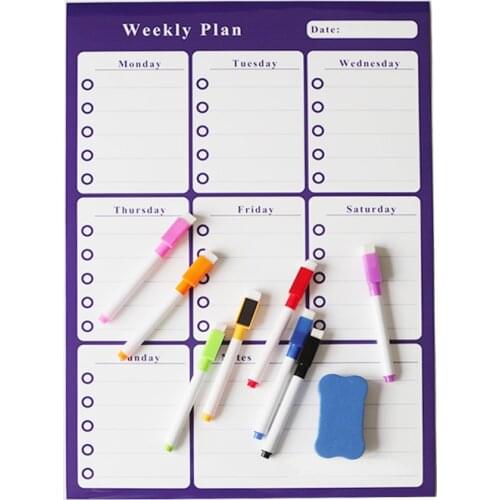 Magnetic Weekly&Monthly Planner Calendar Dry Erase Board Write Delete File Erasable Markers Message Memo Teaching Door Stickers