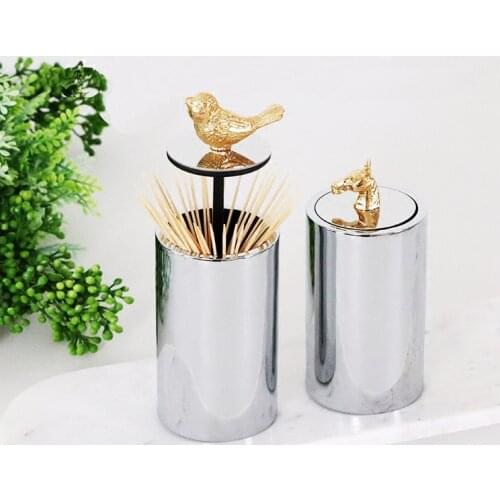 6*12.5cm Nordic style 2021 New Horse Fruit Fork Birdie Toothpick box High quality Metal Cleaning Teeth Gadget storage Case Gift