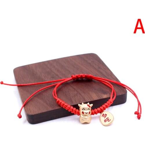 Hot Fashion Year of the Ox Bracelets Red Rope Bangle 2021 Chinese New Year Gifts Wristband For Girls Children Birthday Party