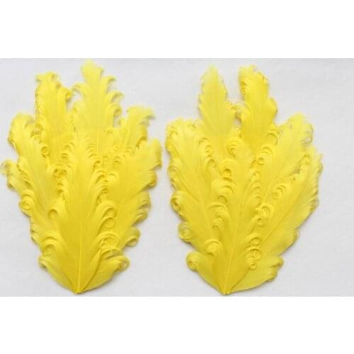 Set of 10 pcs Yellow Curled Goose Feather Pads Curly Nagorie feather pads free shipping