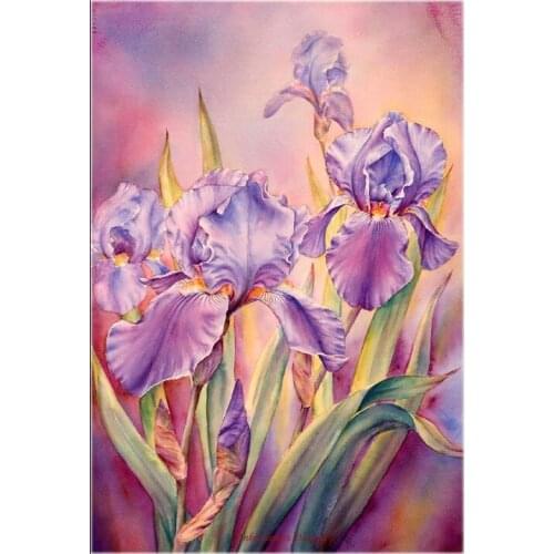 Embroidery Counted Cross Stitch Kits Needlework - Crafts 14 ct Aida DMC color DIY Arts Handmade Home Decor - Irises at Dawn
