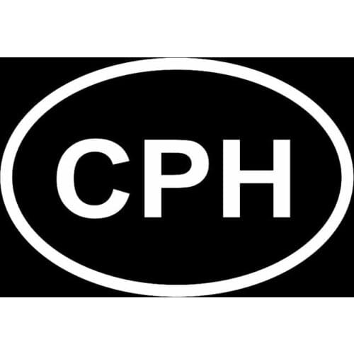 13.6CM*9.2CM CPH COPENHAGEN CITY COUNTRY CODE OVAL VINYL DECAL CAR STICKER Black Silver C10-01371