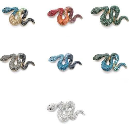 PD BROOCH 2021 New Full Diamonds Big Snake 9 Colors Exaggerated Retro Brooches Wholesale Jewelry Luxury
