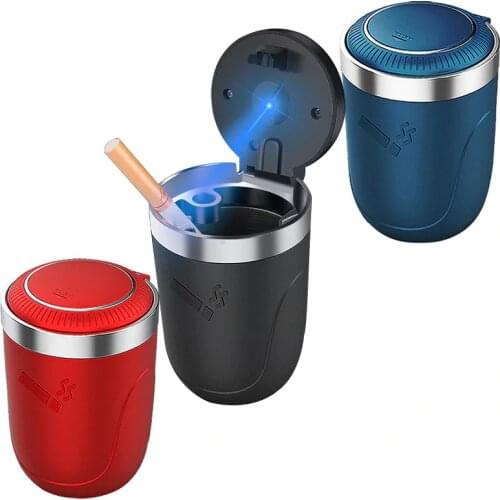 Portable Car Ashtray With LED Light Ash Tray Smokeless Ashtrays For Auto 1PC