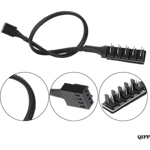 Drop Ship&Wholesale 1 To 5 4-Pin Molex TX4 PWM CPU Cooling Fan Splitter Adapter Braided Power Cable APR28
