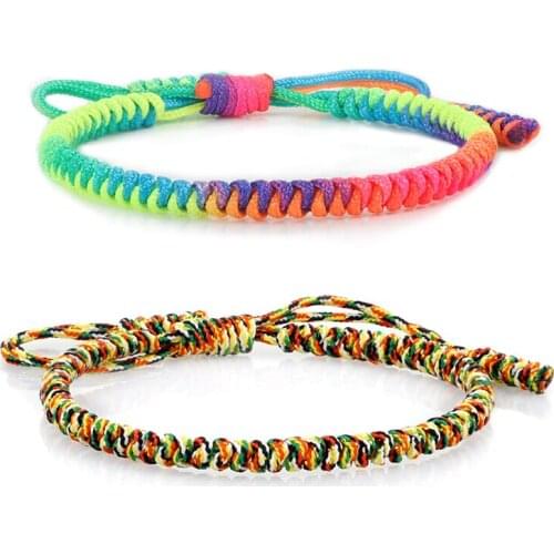 Rainbow Braided Bracelet Lesbians Gay Gradient Color Rope Chain LGBT Pride Bracelets for Men Women Girls New Simple Jewellery