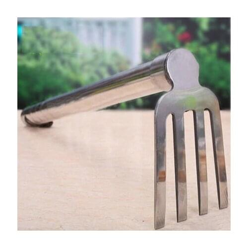 Stainless steel four-toothed hoe agricultural tools excavated soil transplant fertilization gardening tools