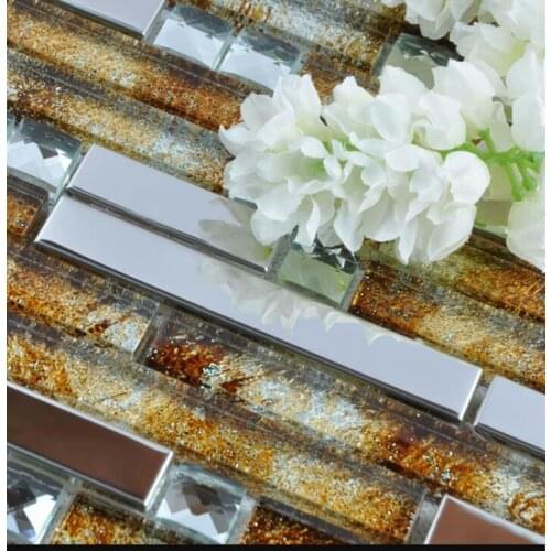 Metal mixed 13 beveled Diamond Mirror Glass Mosaic tile for kitchen backsplash showroom shop cabinet wall sticker decoration