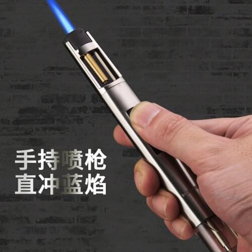Jet Kitchen Torch Pipe Lighter BBQ Flame Pencil Butane Windproof Lighter Metal Refillable Gas Welding Gasoline Lighter Outdoor