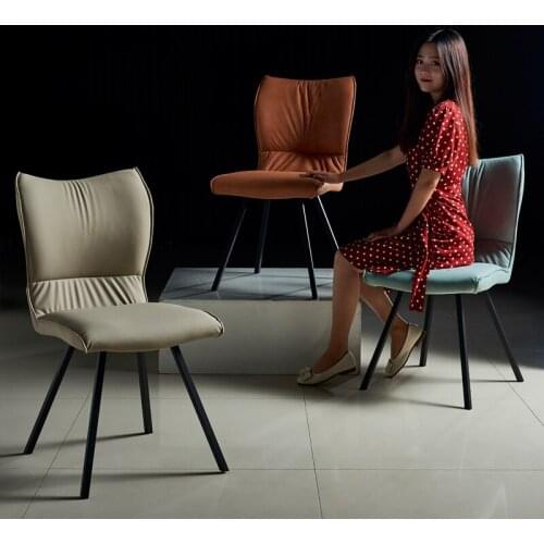 Chair Back Desk Chair Home Nordic Dining Chair Simple Net Red Stool Fabric Makeup Iron Art Light Luxury Dining Table Leather Cha
