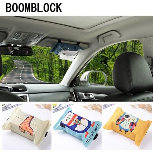 Car Cartoon Tissue Box Hanging Storage for Hyundai I30 Tucson Solaris Creta IX25 Skoda Rapid Octavia A7 A5 2 Fabia Kodiaq karoq